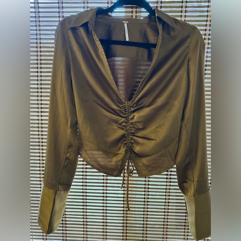 Elegant Copper Ruched Blouse